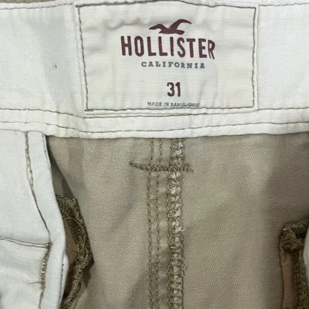 Hollister Mens Cargo Shorts Size‎ 31 Tan Khaki Cotton Twill Utility Pockets